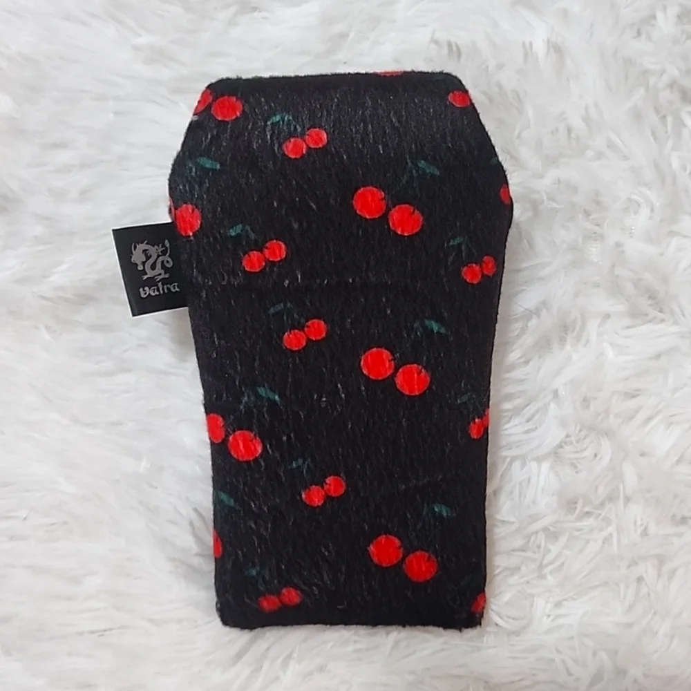 Vatra Velcro Case / Bag 6x3 inches Black with Cherry Pattern